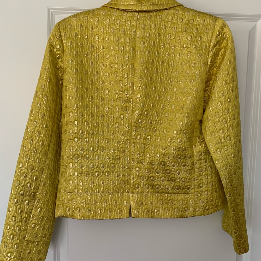 J Crew Collection Wool/ Silk/ Cotton ~ Gold metallic Matelasse pattern jacket
